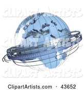 Blue Sextant Globe with a Wire Frame