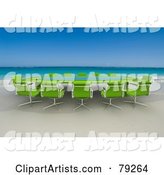 Green Conference Table on a Tropical Beach