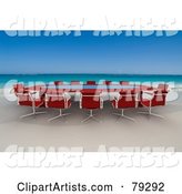 Red Conference Table on a Tropical Beach