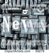Background of Silver Typesetting Blocks with NEWS on Top