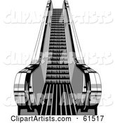 Black and White Upwards Escalator