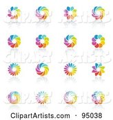 Digital Collage of Rainbow Circle Logo Designs or App Icons
